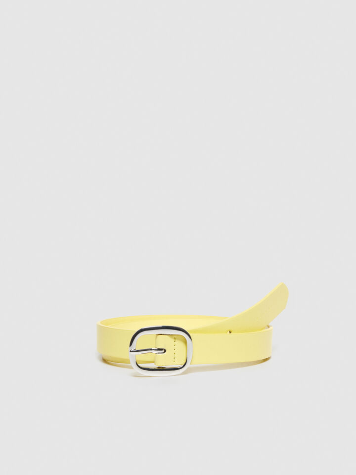 Belt with oval buckle. - women's belts - Yellow | Sisley image number 1